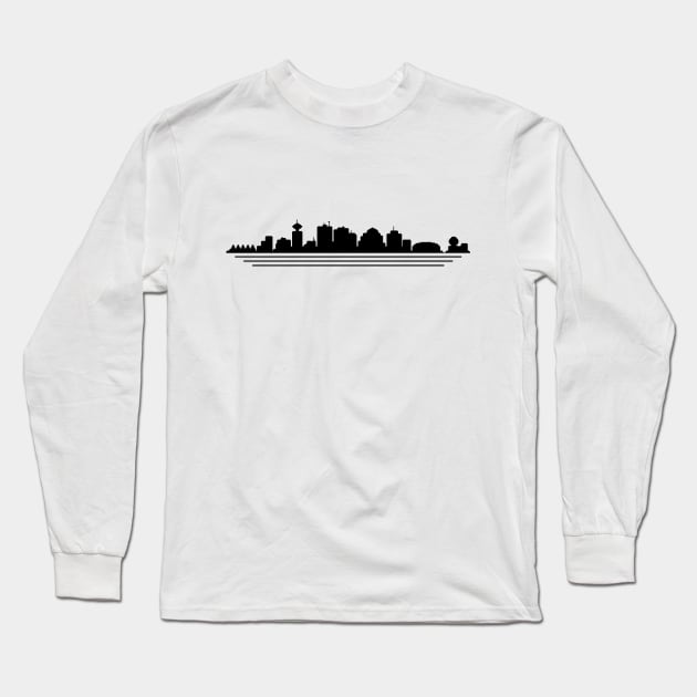 Vancouver Skyline Pixelart Long Sleeve T-Shirt by Pondering Pixel